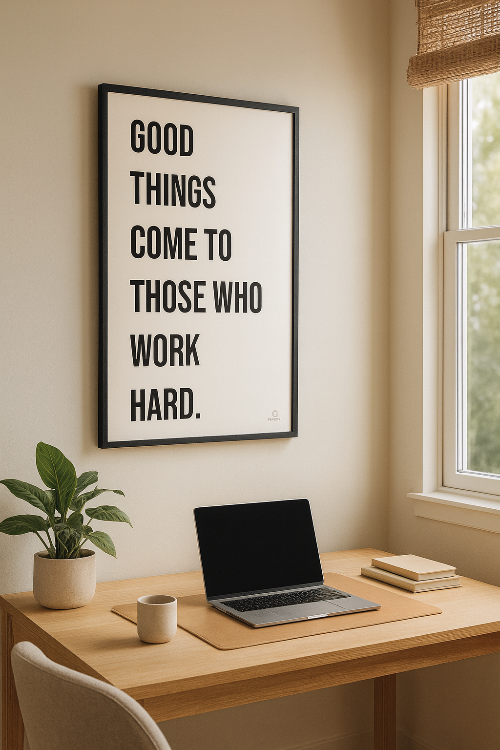 Moodnest Art 01 Good Things White: Museum-Quality Matte Paper Poster with Wooden Frame – 30x40 cm / 12x16″